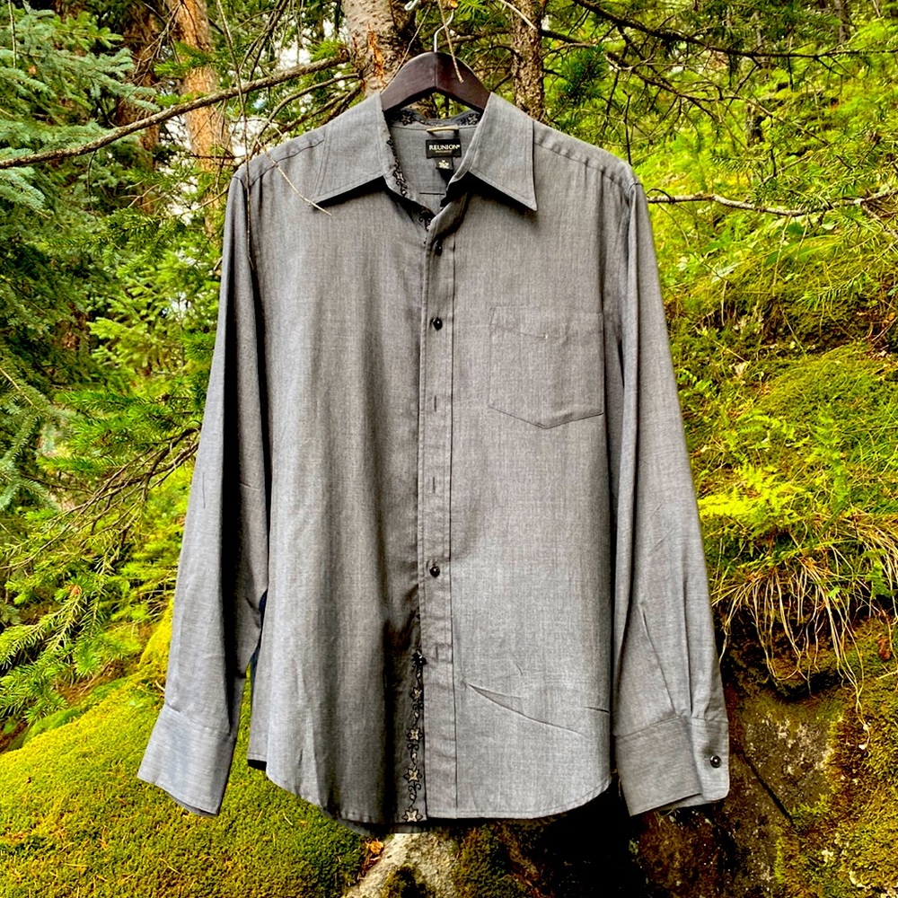 Reunion Long sleeve grey dress shirt